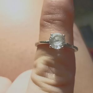 White gold white sapphire solitaire engagement rin